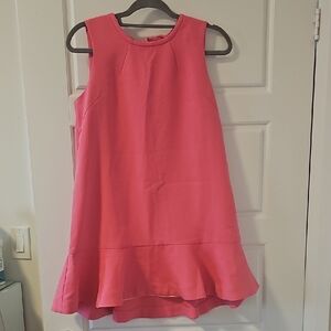 Bright Pink Sleeveless Ruffle Hem Dress
